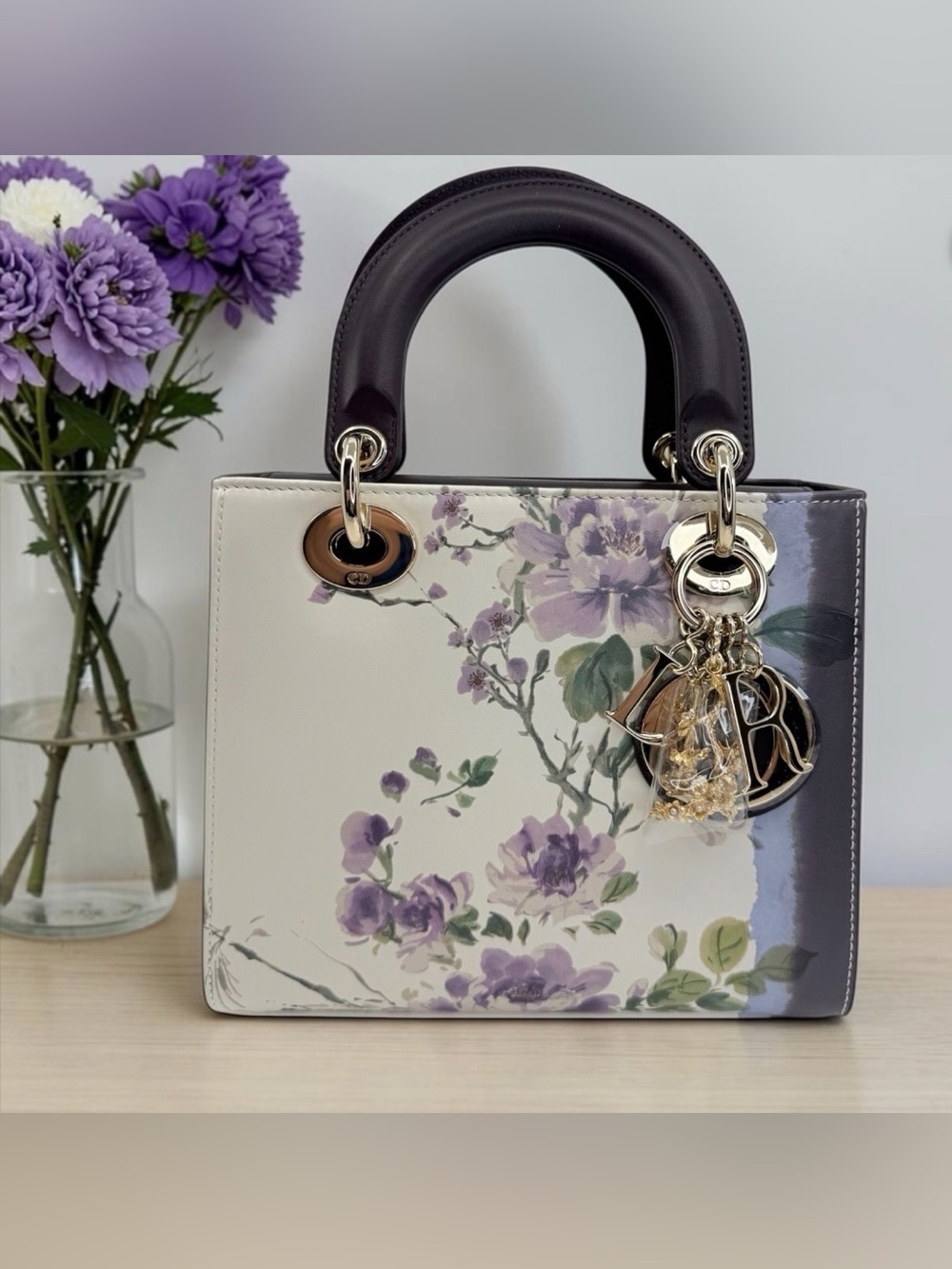 NWT Gorgeous Lady Dior with Pivoine floral motif. Box & Dusty.